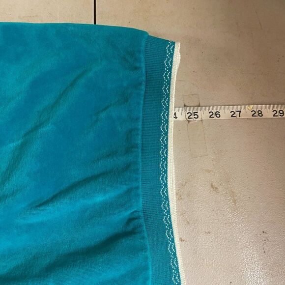 South Pint Janttzen 70s vintage Green/Blue velour Sweatshirt Top M - Picture 9 of 9